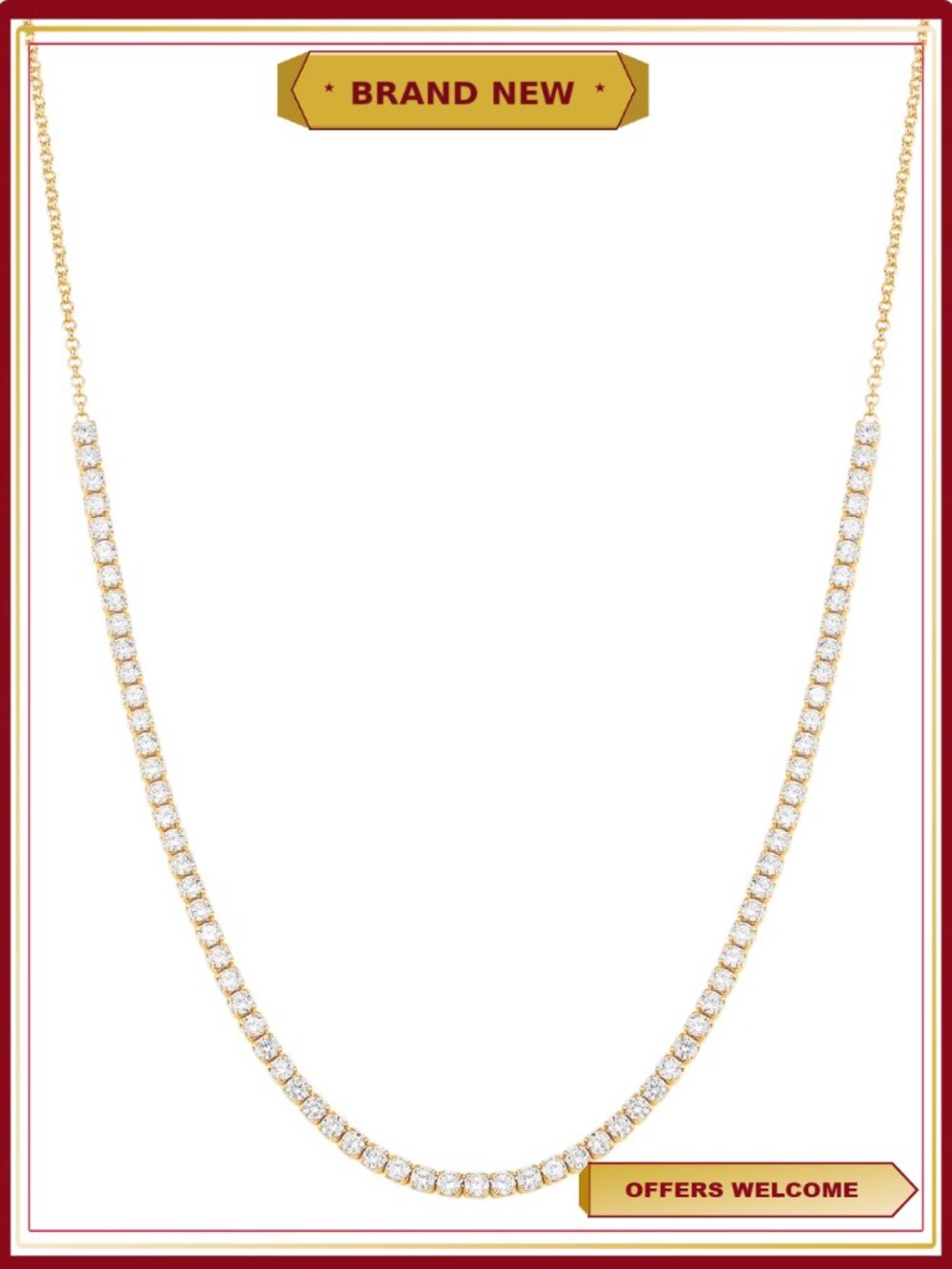 Sterling Silver 14KT Gold Plate CZ Adjustable Tennis Necklace